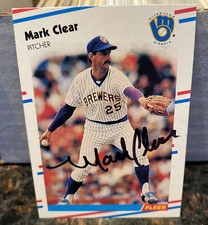 1988 FLEER Baseball CARD SIGNED Autographed MARK CLEAR Milwaukee Brewers #160