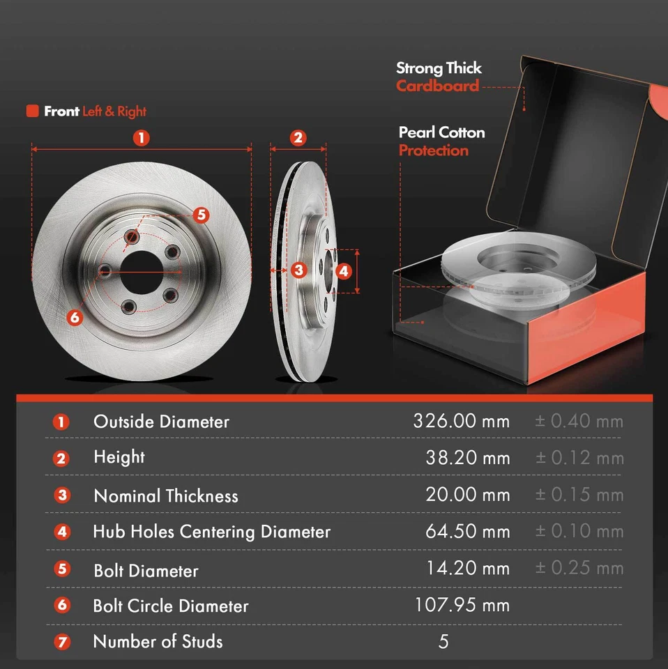 Rear Disc Brake Rotors & Ceramic Brake Pads for Jaguar S-Type XF XJ XJ8 XJR XK - Image 2 of 4