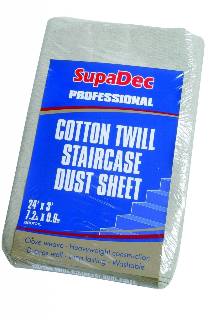 SupaDec DIY Decorating Cotton Twill Staircase Hallway Dust Sheet - 7.2m x 0.9m