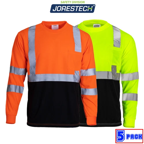 5 Pack Hi Vis Long Sleeve Safety Work Shirts Two Tone Reflective JORESTECH - product listing photo