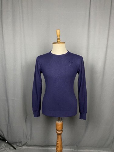 Versace Collection Medusa Logo Men's Blue Wool Crewneck Sweater Size L - Picture 3 of 11