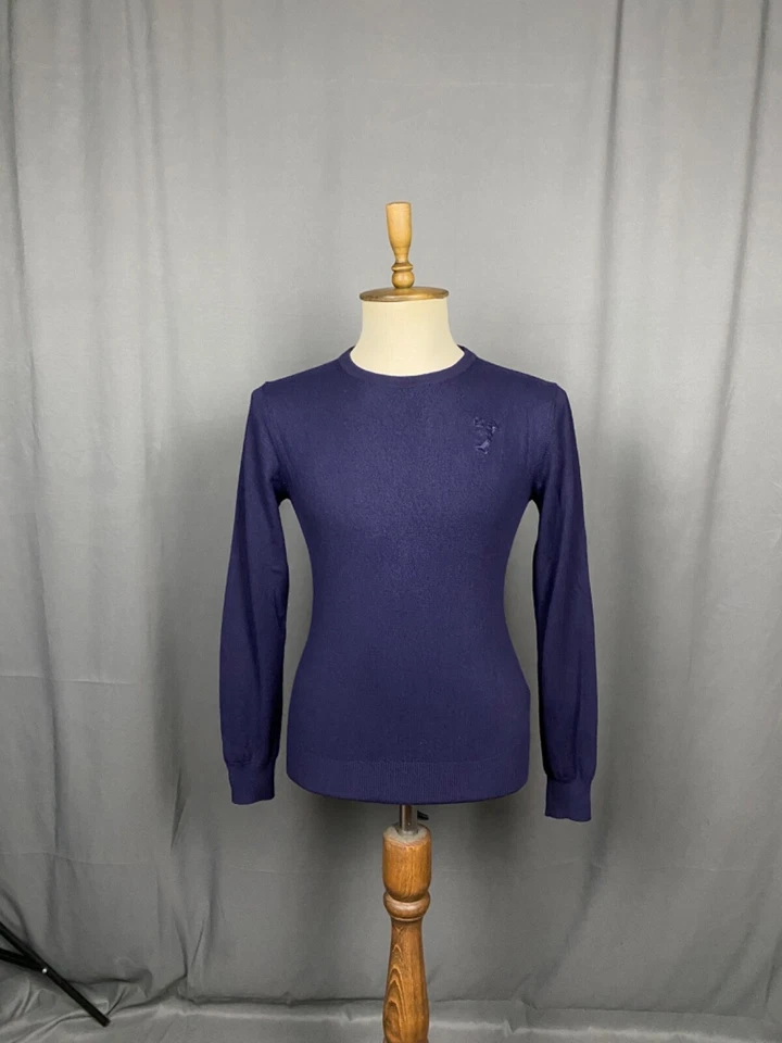 Versace Collection Medusa Logo Men's Blue Wool Crewneck Sweater Size L - Image 3 of 4