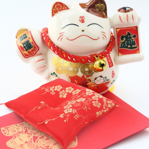 Decorative Ceramic Lucky Cat Pad Floral Pattern Square Doll Base Fortune Cat - 第 11/12 張圖片