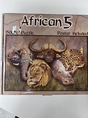 Smile Education 1500 Piece Puzzle African 5 Safari Animals Poster Included