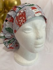 women surgical/scrub/hat/ cap - cord lock bouffant style Christmas