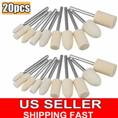 20 Pcs Felt Polishing Buffing Pads Wheel Wool Plastic Dremel Rotary Tool Kit Set