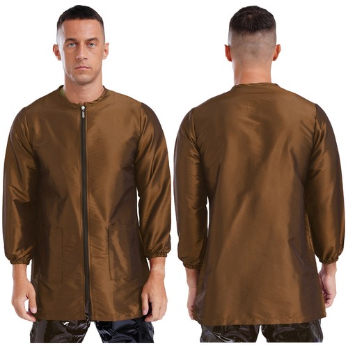 Unisex Long Sleeve Zipper Pockets Robe Gown Smock Jacket for Hair Barber Salon - Picture 74 of 113