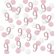 Rose Gold 9 Confetti 9th Glitter Birthday Number Confetti 200pcs Anniversary ...