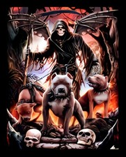 Grimm Reaper With Dogs Skeleton Heads Death Refrigerator Fridge MAGNET