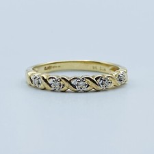 9ct Gold Diamond Stacker Ring - UK Size K 1/2 - REF-1674