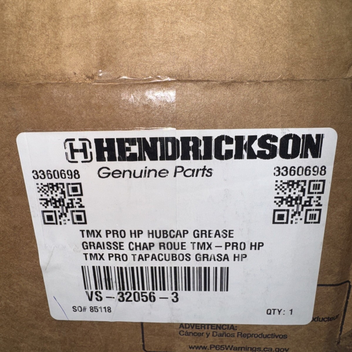 Hendrickson HP Grease Dual TMX Pro Hubcap Vs-32056-3 for sale
