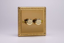 Varilight Classic Georgian Brass Effect Range - White Inserts & White Switches