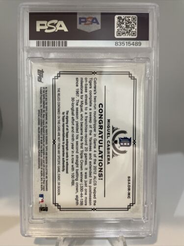 2013 Topps Museum Collection Triple Crown Miguel Cabrera Relic + AUTO PSA 9 MINT - Picture 3 of 3