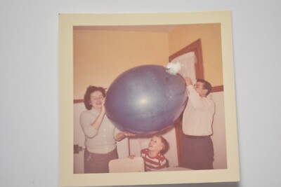 Mother, Father and Young Boy WIth Huge Balloon Kodak Photo (1961).