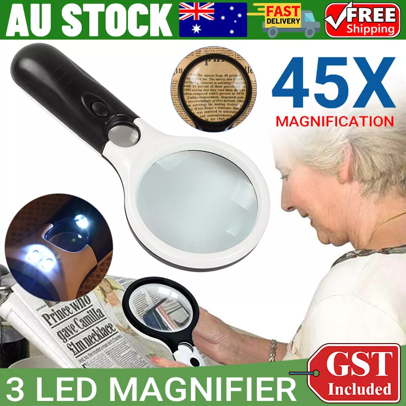 Handheld Magnifying Glass With 3LED Light 45X High Powe