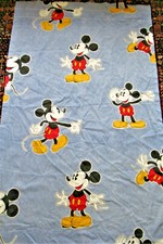VTG Disney Classic Mickey Mouse Curtain Panel Denim Blue Background 42"W X 65"L