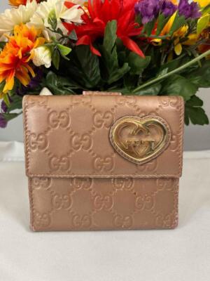 小物 GUCCI Guccissima Heart Leather Wallet GUCCI Copper Guccissima Leather GG Heart French Bi-fold Wallet | eBay