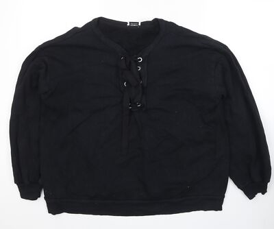 Pull&Bear Damen Sweatshirt schwarz Baumwollmischung Größe M