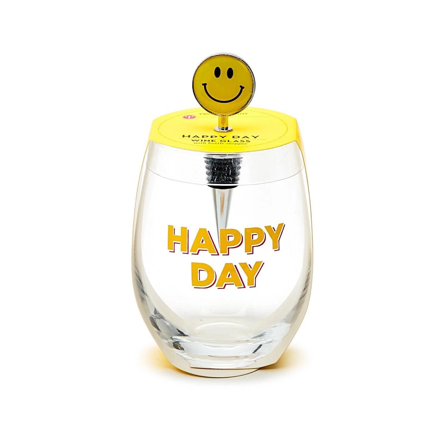Two's Company Happy Day Stemless Wine Glass