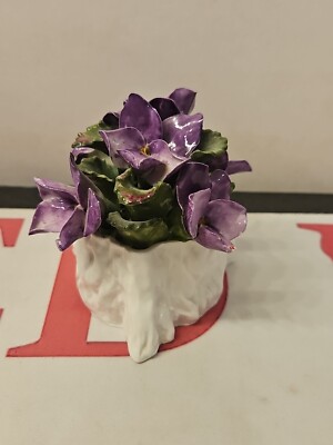 Vintage Aynsley November Violet's Purple Bouquet In Cream Pot Bone