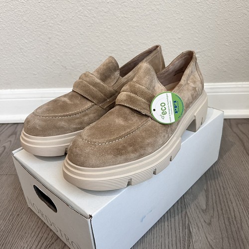 New $420 Paul Green Paisley Suede Lug Loafer Beige Platform Size US 11 UK 8.5 - Picture 7 of 17