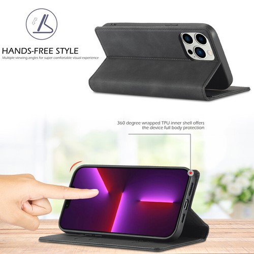 Slim Leather Wallet Case Card Flip Cover for iPhone 16e/15/14/13/12/11 XR SE 8 - Picture 9 of 17