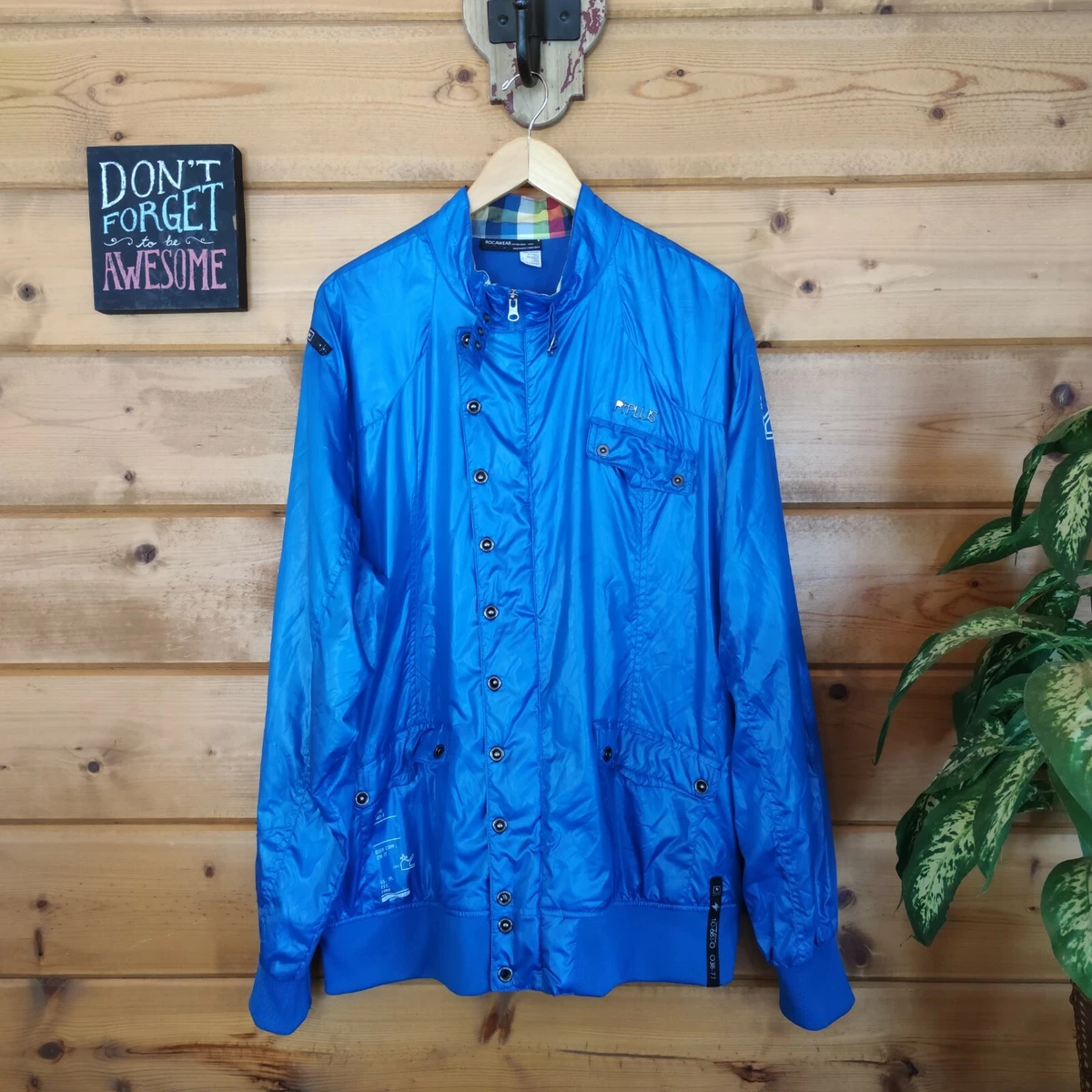 Rocawear R+ Plus VTG Coated Flight Bomber Jacket Blue Hip Hop Streetwear  Size XL | eBay