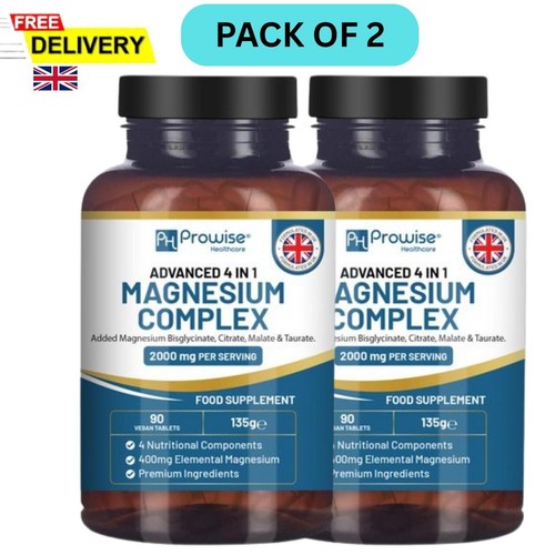 Magnesium Glycinate 4-in-1 Complex 2000mg - High Strength Magnesium Tablets UK