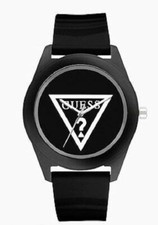 NUEVO Auténtico Guess U75051L2 RELOJ CORREA CUERO NEGRO ADIVINA LOGO ESFERA N CON ETIQUETA