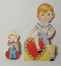 2 Vintage Mechanical Valentine Card 1930s Stand up Carrington Co