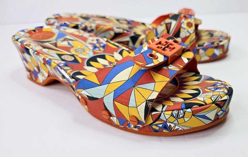 Sandalias Tory Burch Noah Mule Coloridas Estampado Geo Dulce Mandarina Mujer Talla 9.5M Foto 3 de 4