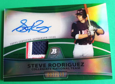 2010 BOWMAN PLATINUM STEVE RODRIGUEZ MULTI COLOR PATCH RELIC AUTO #/199 RC