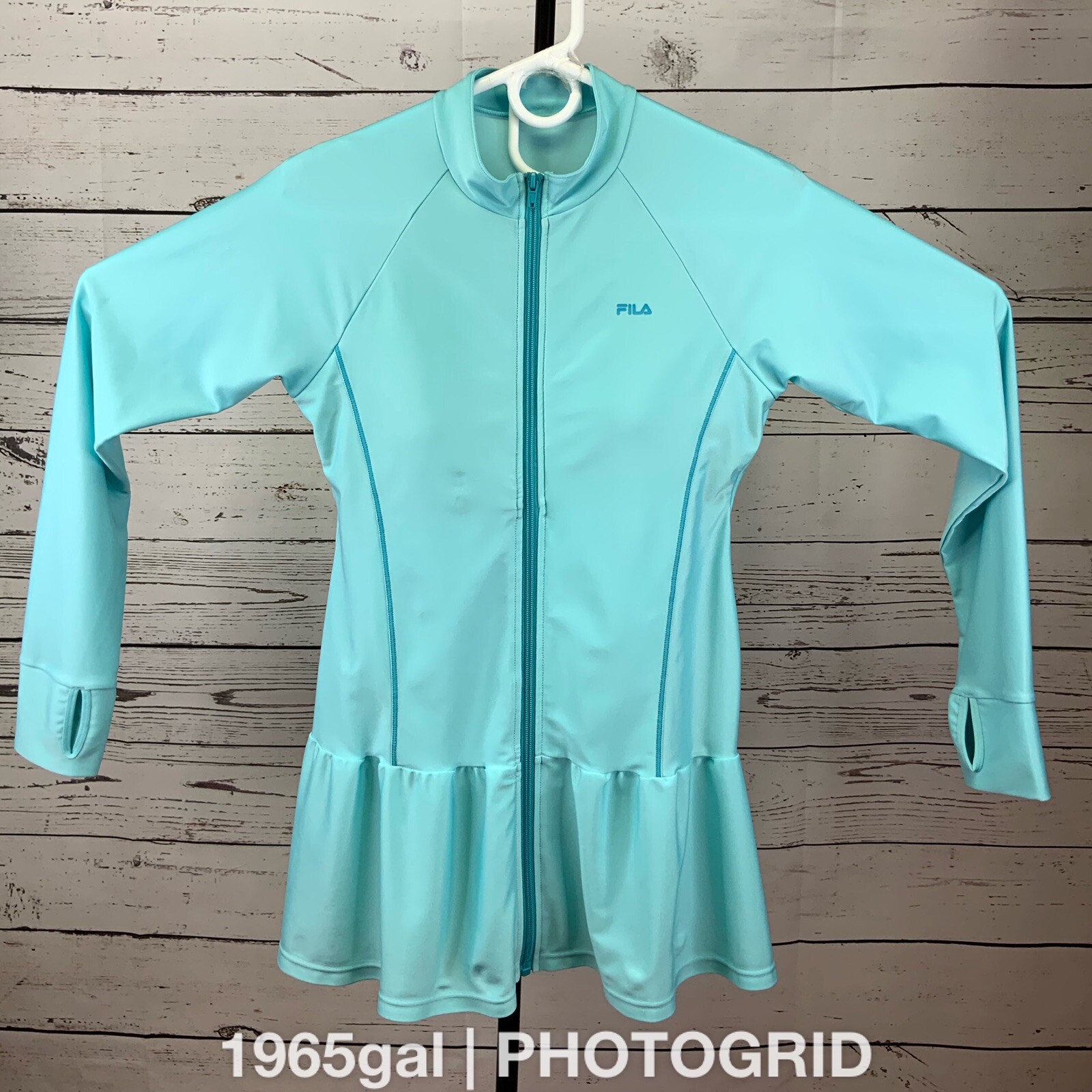 FILA giacca donna blu cielo full zip fori pollice orlo increspato tennis golf