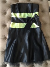 VTG Jessica McClintock for Gunne Sax Black Green Ribbon Strapless Dress 7