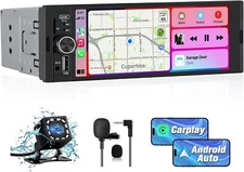Single Din Car Stereo Media Player Wireless Apple CarPlay Android Auto Bluetooth
