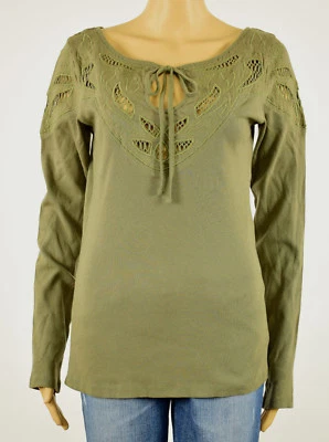 Free People Femmes Gris Crochet Tricot Côtelé Manches Longues Décontracté Top L - Photo 1/3