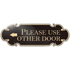 Please Use Other Door Sign Left Arrow 9x3 inch Spay Gold - Self-adhesive Sign...