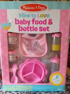 Melissa & Doug Mine to Love Baby Food and Bottle Accessory Set. 8 Piece. NEW.