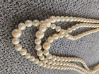 Vintage Faux Graduated Pearl Necklace Triple Strand Beaded w Ornate Clasp J62 — photo 6