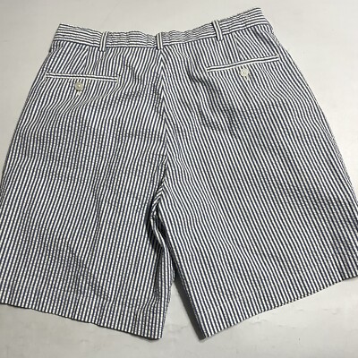 Brooks Brothers Men Size 34x8.5 Shorts Bermuda Blue White Seersucker Gingham