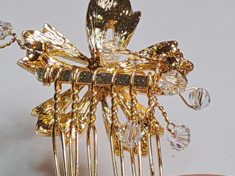 Gema acrílica de diamantes de imitación dorado vestido de fantasía bobby pin accesorio de colección ¡Bling! Foto 3 de 4