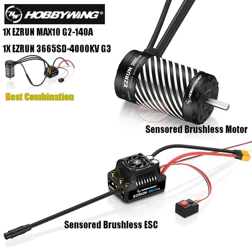 Combo Hobbywing EZRUN MAX10 G2 140A 3665SD 4000KV G3 Sensor Brushless ESC Motor