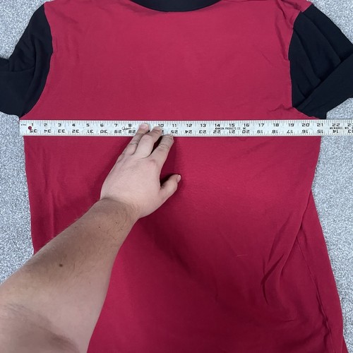 True Religion Polo Shirt Mens XL Red Black Casual Long Sleeve Adult Stained - Picture 8 of 10