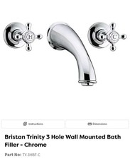 Bristan Trinity wall mounted 3 hole bath filler tap in chrome. TY 3HBF C