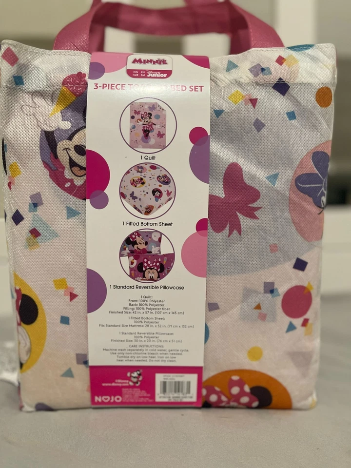 Комплект постельного белья для ребенка ясельного возраста Disney Minnie Mouse стеганое одеяло простыня наволочка 3 шт. кровать для девочек - Изображение 2 из 3