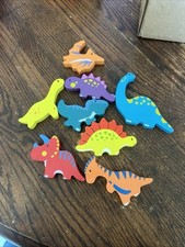 8 Pieces Chunky Dinosaur Wooden Puzzle Pieces