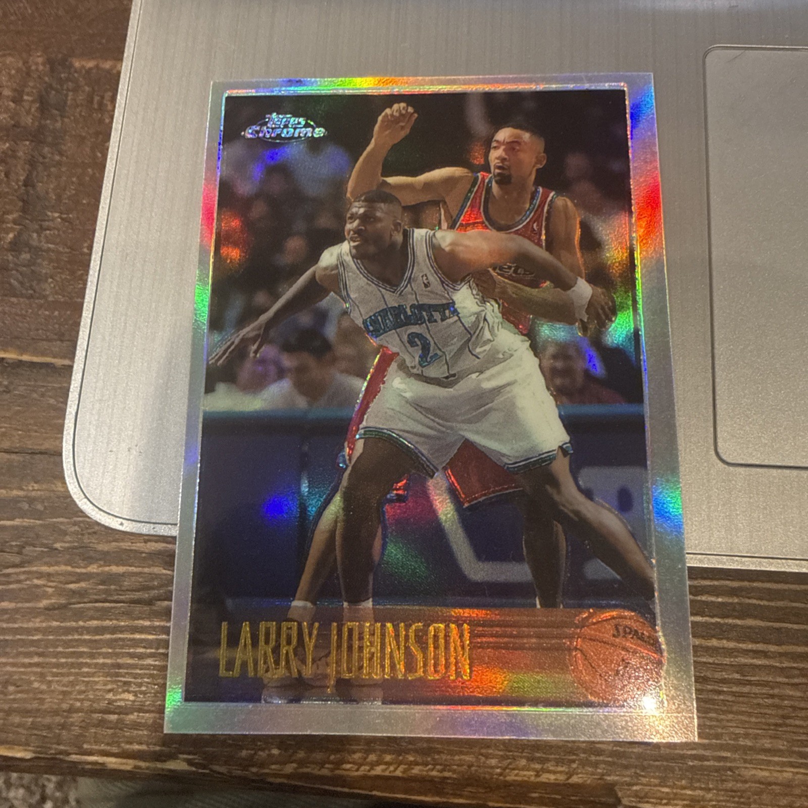 Larry Johnson 1996-97 Topps Chrome Refractor - #24 CLEAN