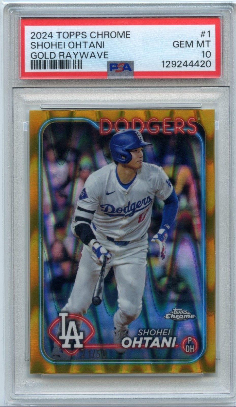 2024 Topps Chrome #1 Shohei Ohtani Gold Raywave Refractor /50 PSA 10 GEM MT MVP