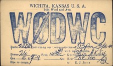 QSL Radio Card W0DWC 1949 Wichita Kansas  E J Ed Jones