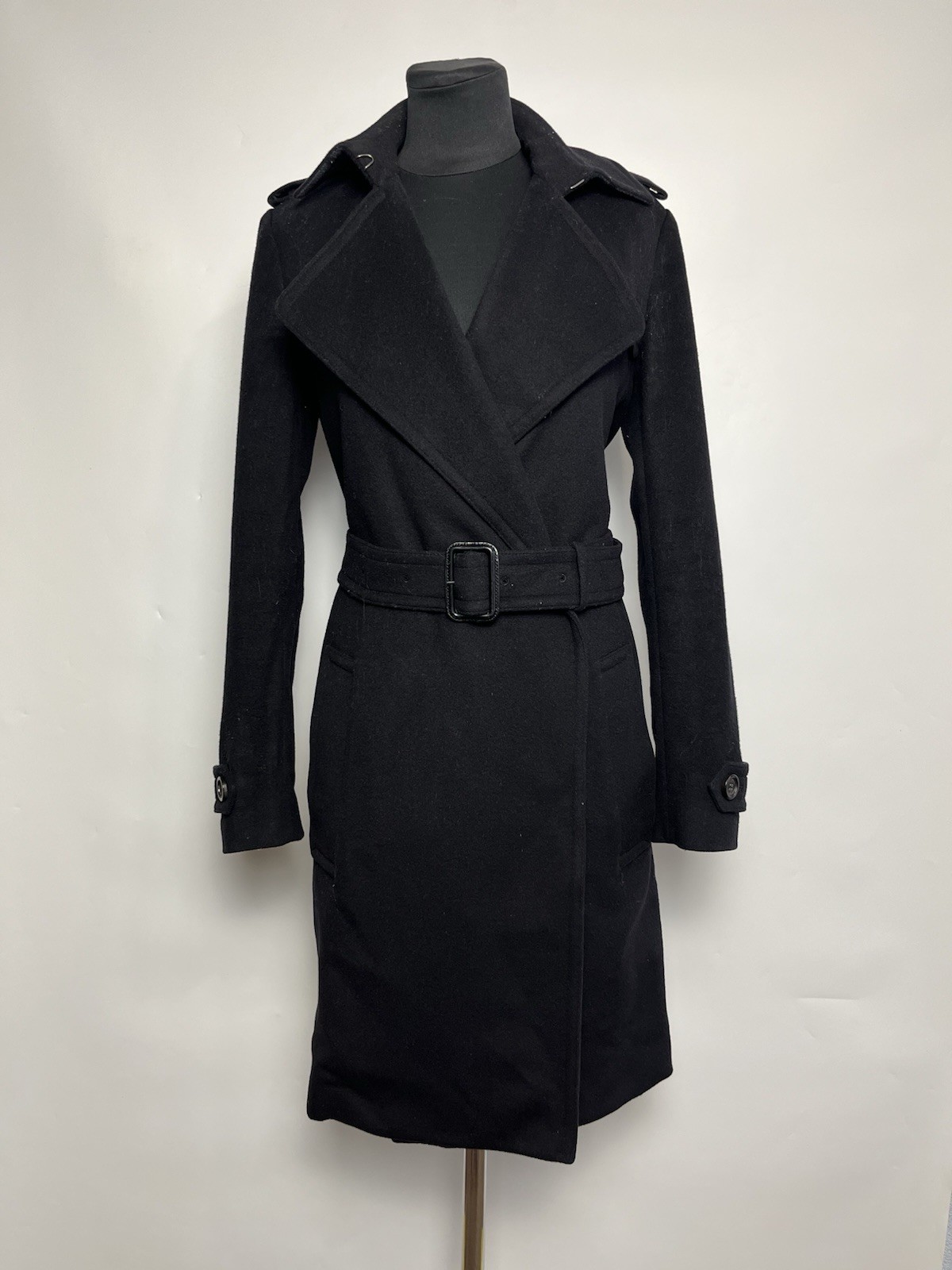 Women’s Wool Coat Duble Breasted Burberry London Tied With A Belt Size 36